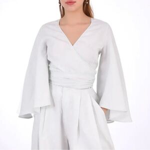 Fanm Mon Veve Linen Top in Mint Green Size M